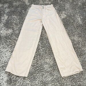 women's pants size 0, shiny cream color